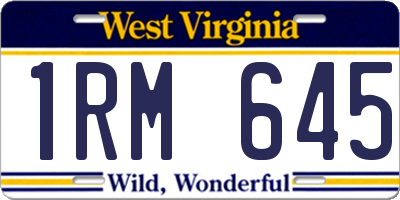 WV license plate 1RM645