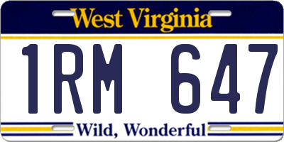 WV license plate 1RM647