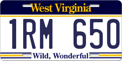 WV license plate 1RM650