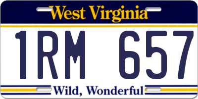 WV license plate 1RM657