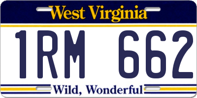 WV license plate 1RM662