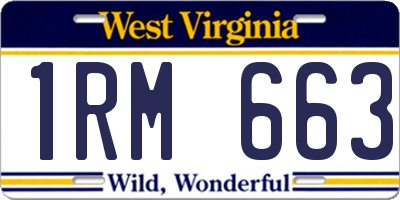 WV license plate 1RM663