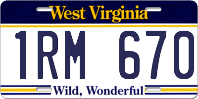 WV license plate 1RM670