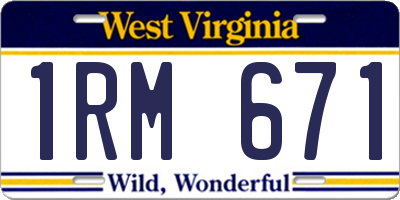 WV license plate 1RM671