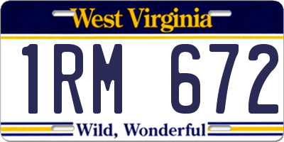 WV license plate 1RM672