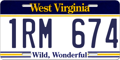 WV license plate 1RM674