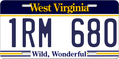 WV license plate 1RM680