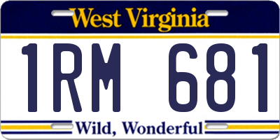 WV license plate 1RM681