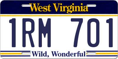WV license plate 1RM701