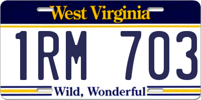 WV license plate 1RM703
