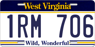 WV license plate 1RM706