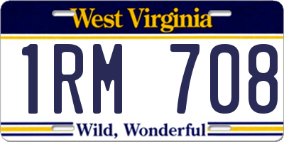 WV license plate 1RM708