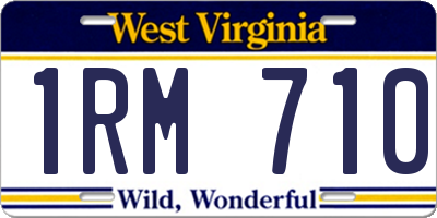 WV license plate 1RM710