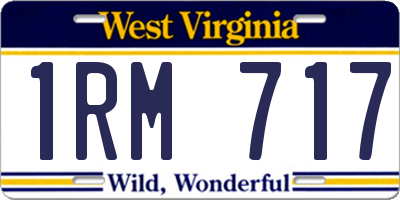 WV license plate 1RM717