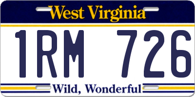 WV license plate 1RM726