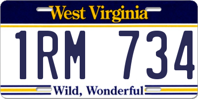 WV license plate 1RM734