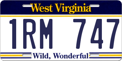 WV license plate 1RM747