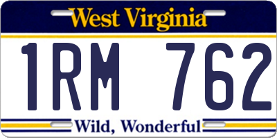 WV license plate 1RM762