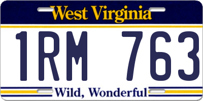 WV license plate 1RM763
