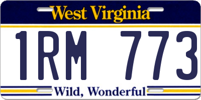 WV license plate 1RM773
