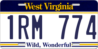 WV license plate 1RM774