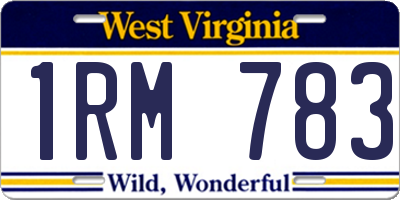 WV license plate 1RM783