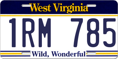 WV license plate 1RM785