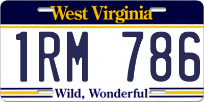 WV license plate 1RM786