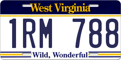 WV license plate 1RM788