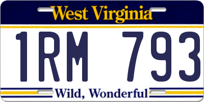 WV license plate 1RM793