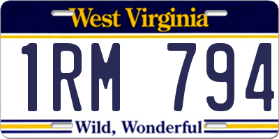 WV license plate 1RM794