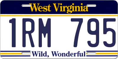 WV license plate 1RM795