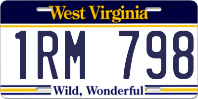 WV license plate 1RM798