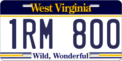 WV license plate 1RM800