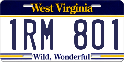 WV license plate 1RM801