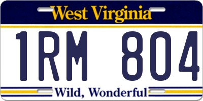 WV license plate 1RM804