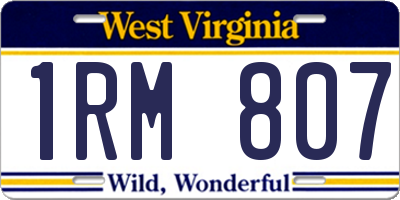 WV license plate 1RM807