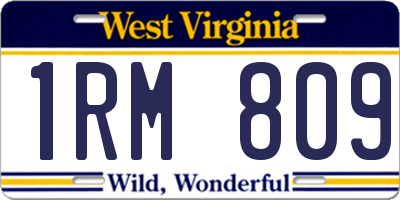 WV license plate 1RM809