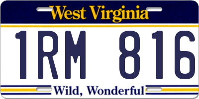 WV license plate 1RM816