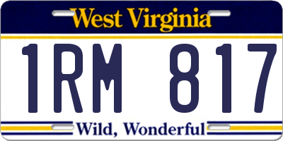 WV license plate 1RM817