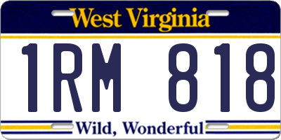 WV license plate 1RM818