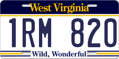 WV license plate 1RM820
