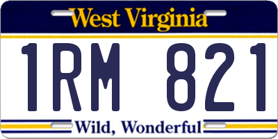 WV license plate 1RM821