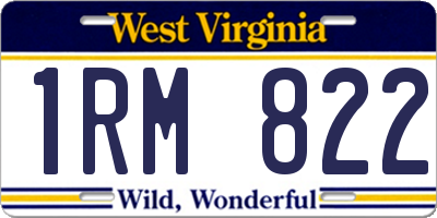 WV license plate 1RM822