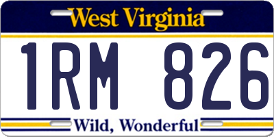 WV license plate 1RM826