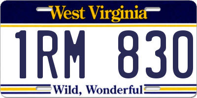 WV license plate 1RM830