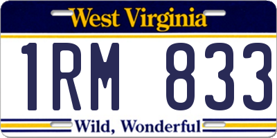 WV license plate 1RM833