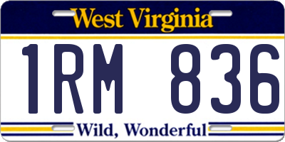 WV license plate 1RM836