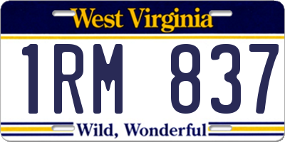 WV license plate 1RM837