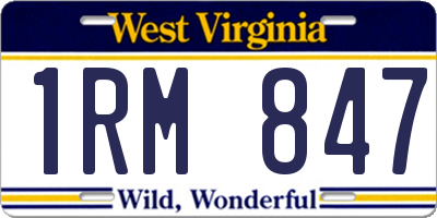 WV license plate 1RM847